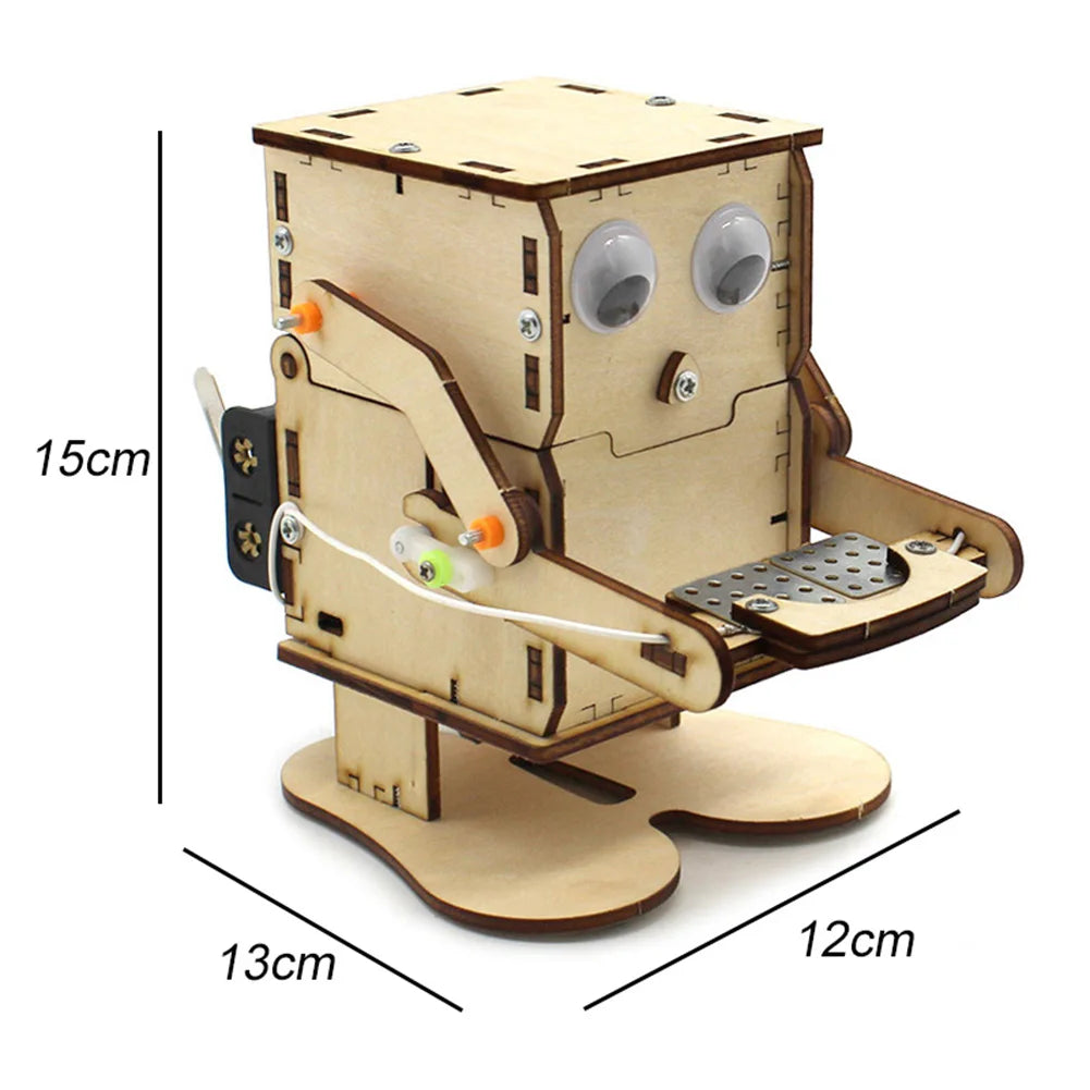 STEM Robot Kit DIY Wooden Science Experiment Model for Kids