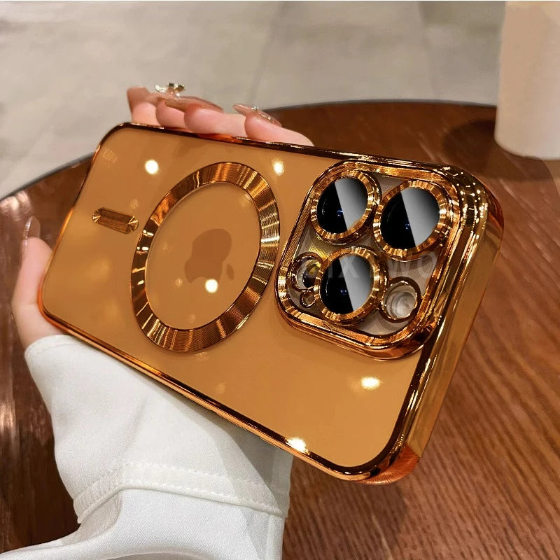 Magnetic Clear Phone Case with Shockproof Plated Edge