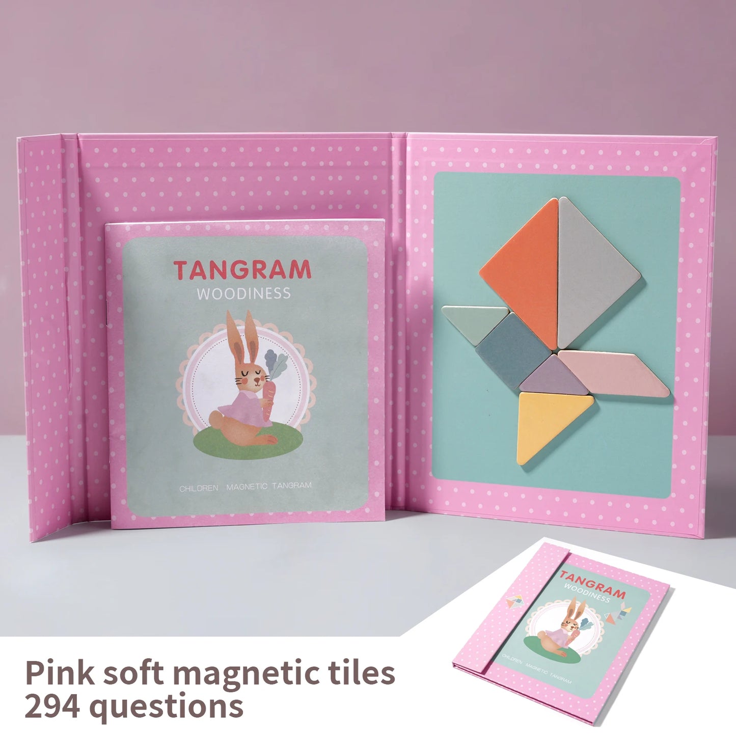 Magnetic Tangram Puzzle Book Wooden Geometry Learning Toy for Kids