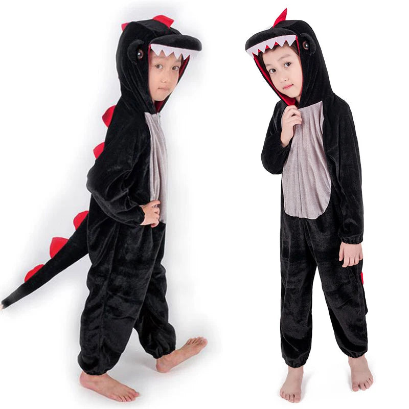 Kids Dinosaur Costume with Green Jumpsuit for Parties