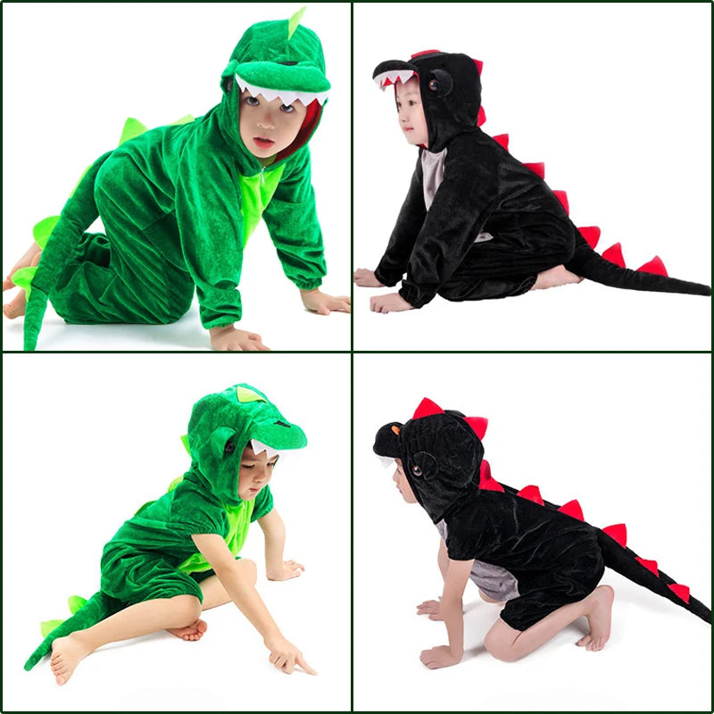 Kids Dinosaur Costume with Green Jumpsuit for Parties