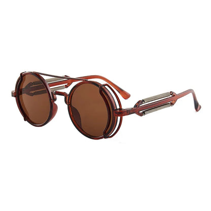 Retro Round Steampunk Mirror Sunglasses – Vintage Gothic Fashion Eyewear