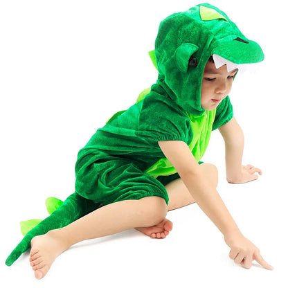 Kids Dinosaur Costume with Green Jumpsuit for Parties