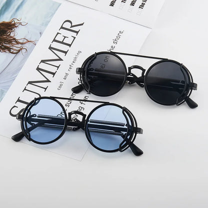 Retro Round Steampunk Mirror Sunglasses – Vintage Gothic Fashion Eyewear