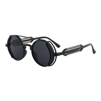 Retro Round Steampunk Mirror Sunglasses – Vintage Gothic Fashion Eyewear