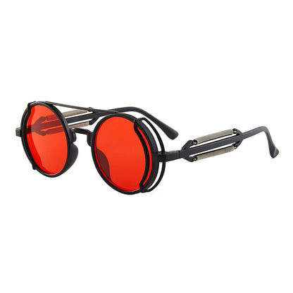 Retro Round Steampunk Mirror Sunglasses – Vintage Gothic Fashion Eyewear