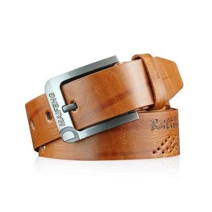 Men's Leather Belt with Alloy Buckle for Business & Casual Wear