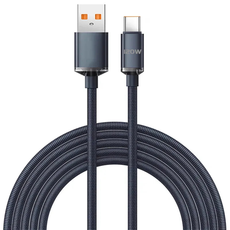 USB-C to USB-C Fast Charging Cable 120W Braided Data Sync Cord
