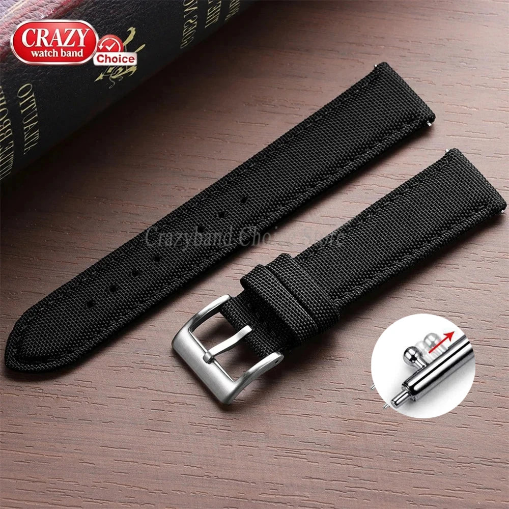 Nylon Watch Strap Waterproof Quick Release Band 20mm & 22mm