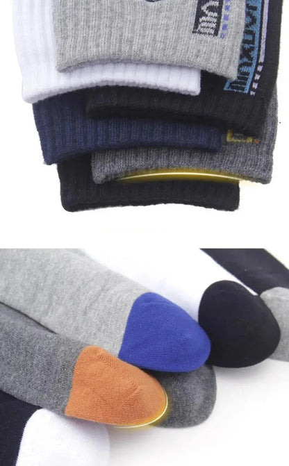 Men's Sports Socks Breathable Mid-Calf Basketball Socks 5 Pairs