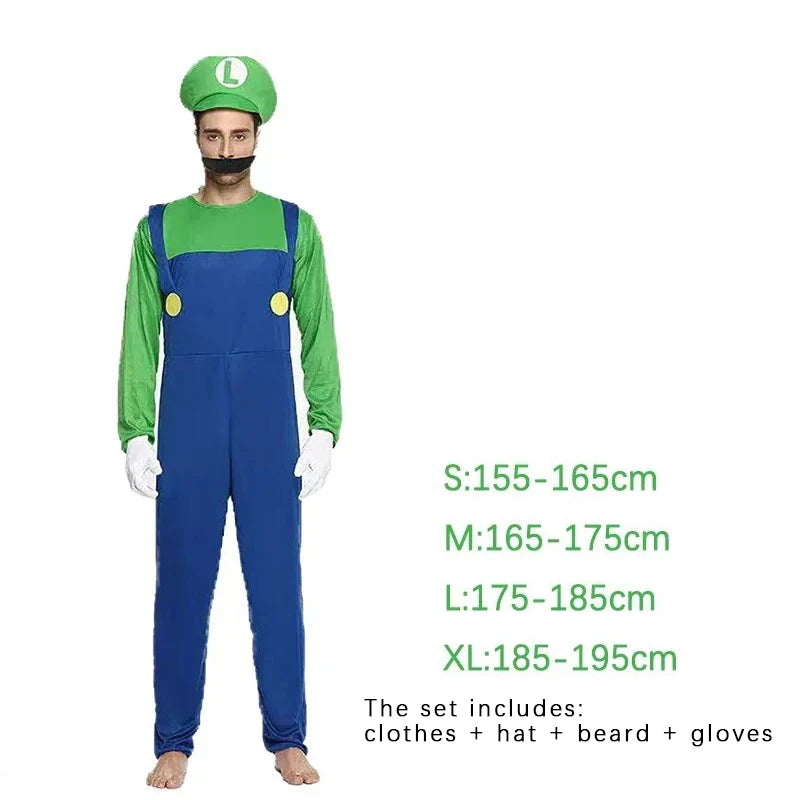 Plumber Cosplay Costume Adult Jumpsuit Set for Halloween Parties