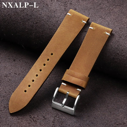Leather Watch Band Vintage Handmade Strap 18mm 20mm 21mm 22mm