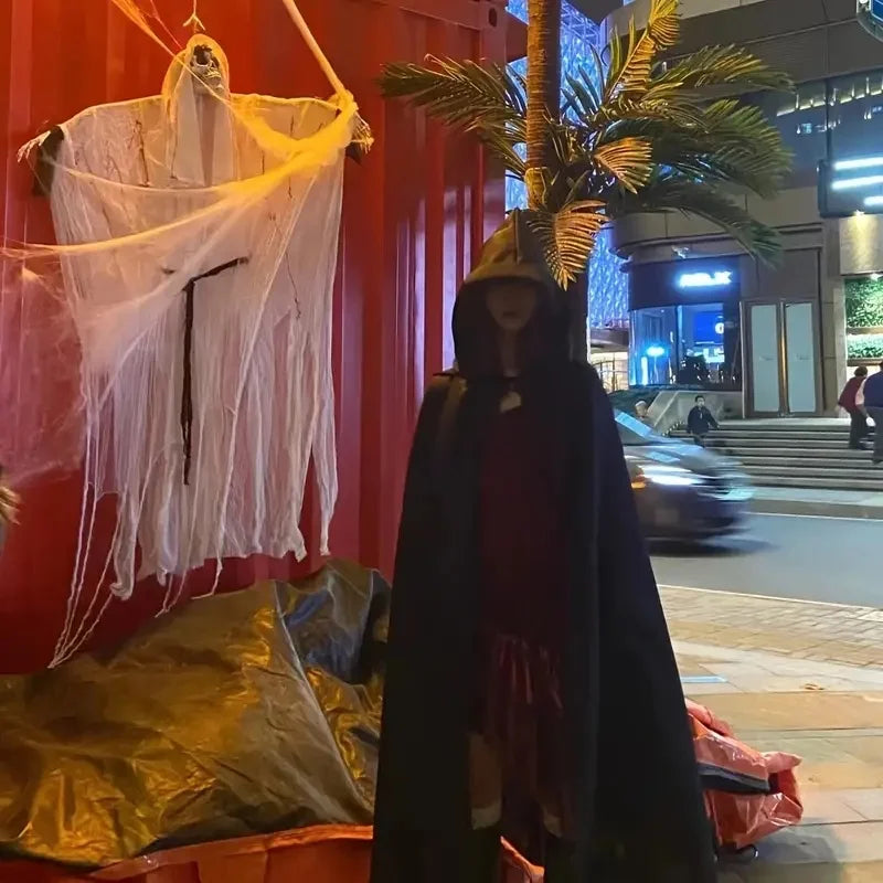 Hooded Black Cloak for Halloween Costumes and Parties