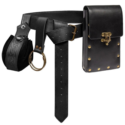 Medieval Cosplay Belt Set with Waist Pouch for Renaissance Costume