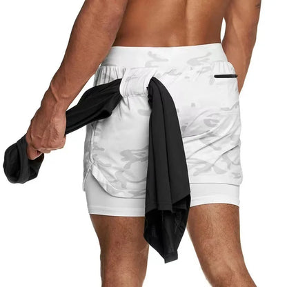 2 in 1 Running Shorts Men Quick Dry Gym Training Shorts