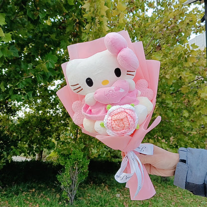 Plush Flower Bouquet with Soft Plush Roses for Gifts and Home Decor