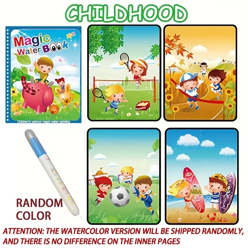Magic Water Drawing Book Reusable Mess-Free Coloring Book for Kids