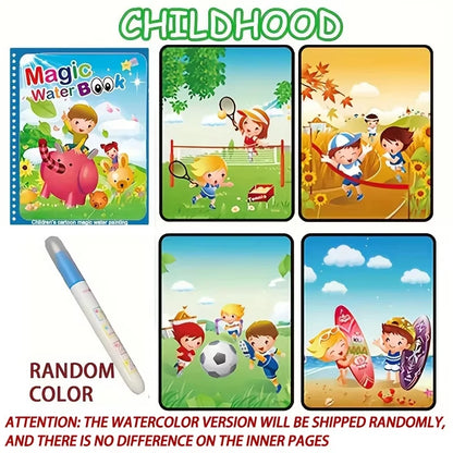 Magic Water Drawing Book Reusable Mess-Free Coloring Book for Kids