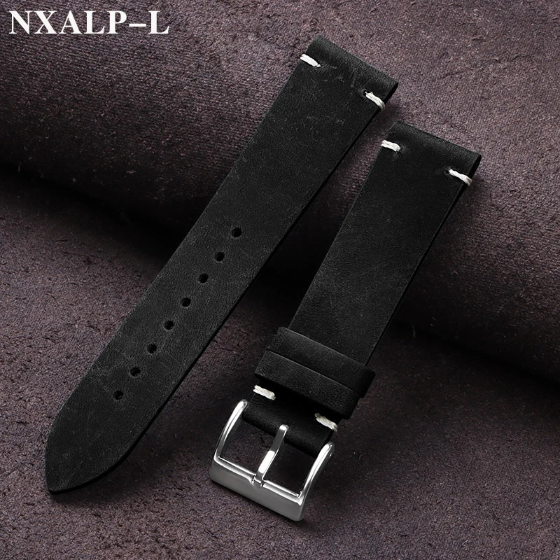 Leather Watch Band Vintage Handmade Strap 18mm 20mm 21mm 22mm