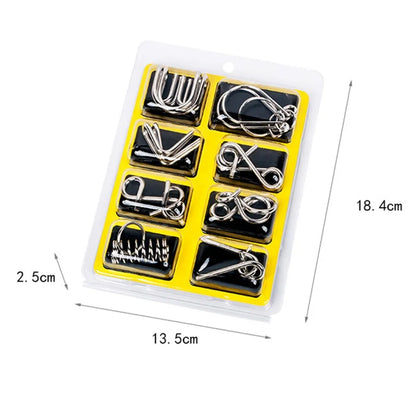 Metal Brain Teaser Puzzle Set 8PCS Wire IQ Mind Challenge Game