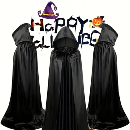 Hooded Black Cloak for Halloween Costumes and Parties
