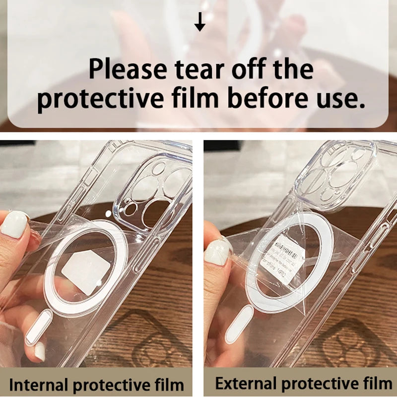 Magnetic Transparent Phone Case with Wireless Charging Support