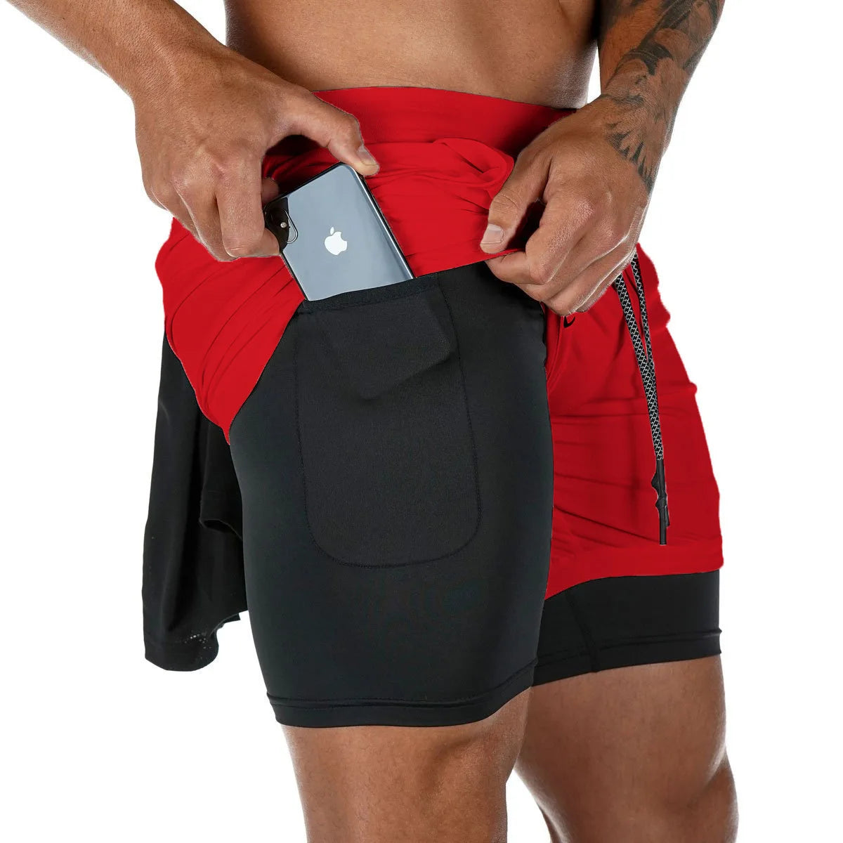 2 in 1 Running Shorts Men Quick Dry Gym Training Shorts
