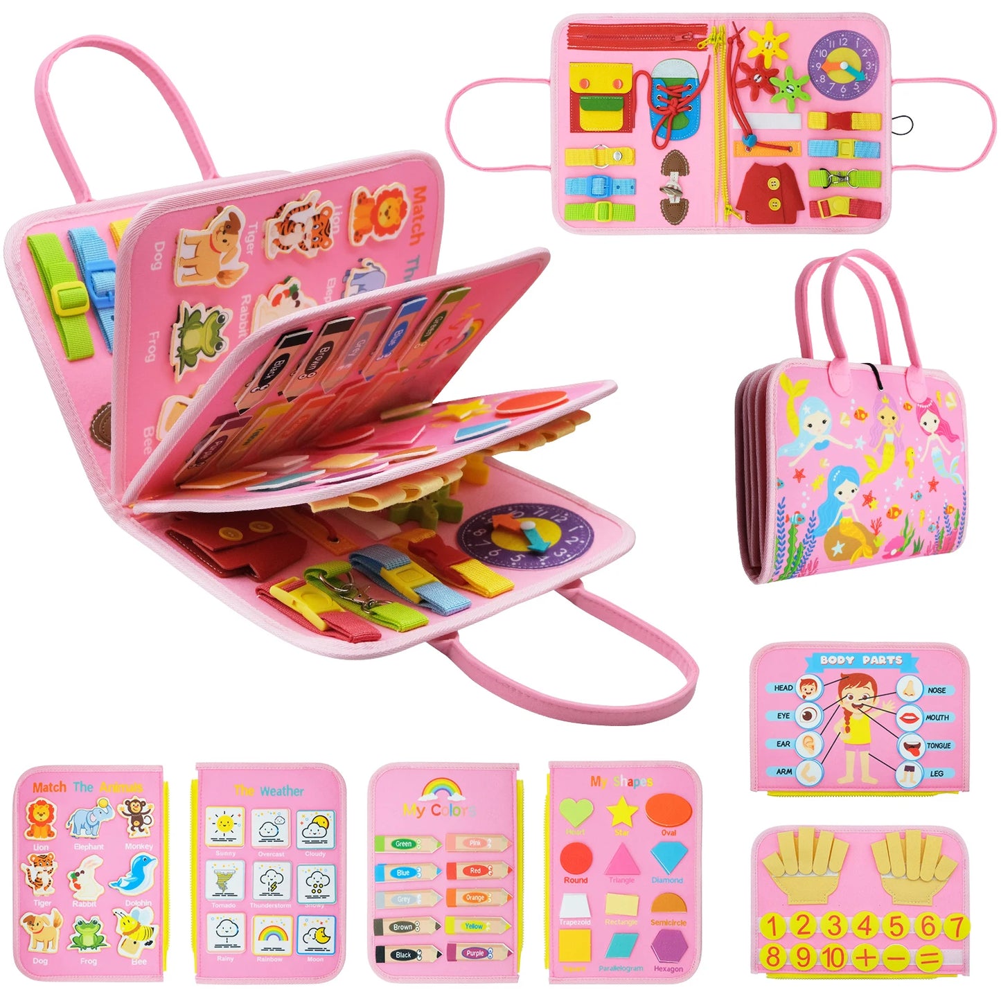 Montessori Busy Board Sensory Activity Toy for Toddlers 45 x 28 cm
