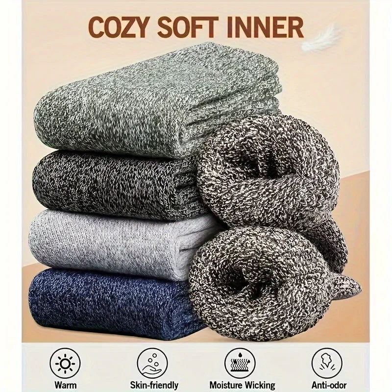 Men's Warm Socks Thick Thermal Crew Socks for Winter