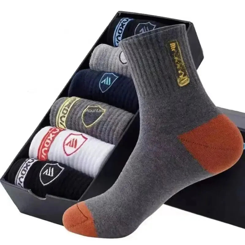 Men's Sports Socks Breathable Mid-Calf Basketball Socks 5 Pairs