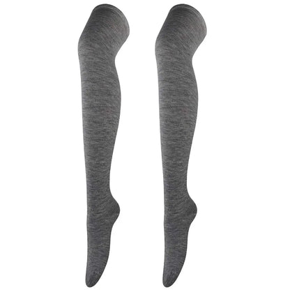 Women Solid Colors Stockings Long Over Knee High Socks Dance Cosplay Performance Socks Classic Colors Leggings Black White Gray