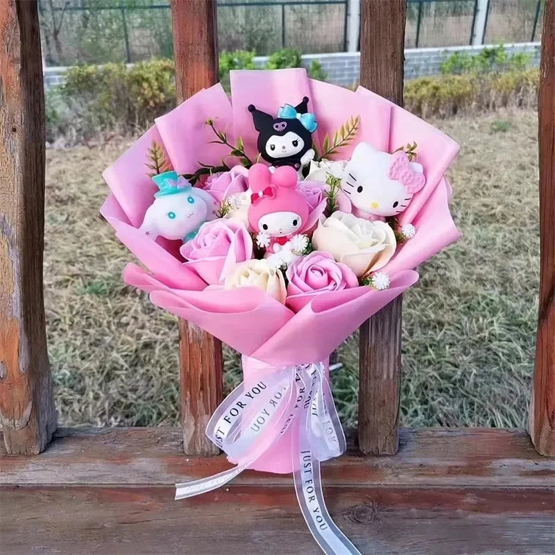 Plush Flower Bouquet with Soft Plush Roses for Gifts and Home Decor