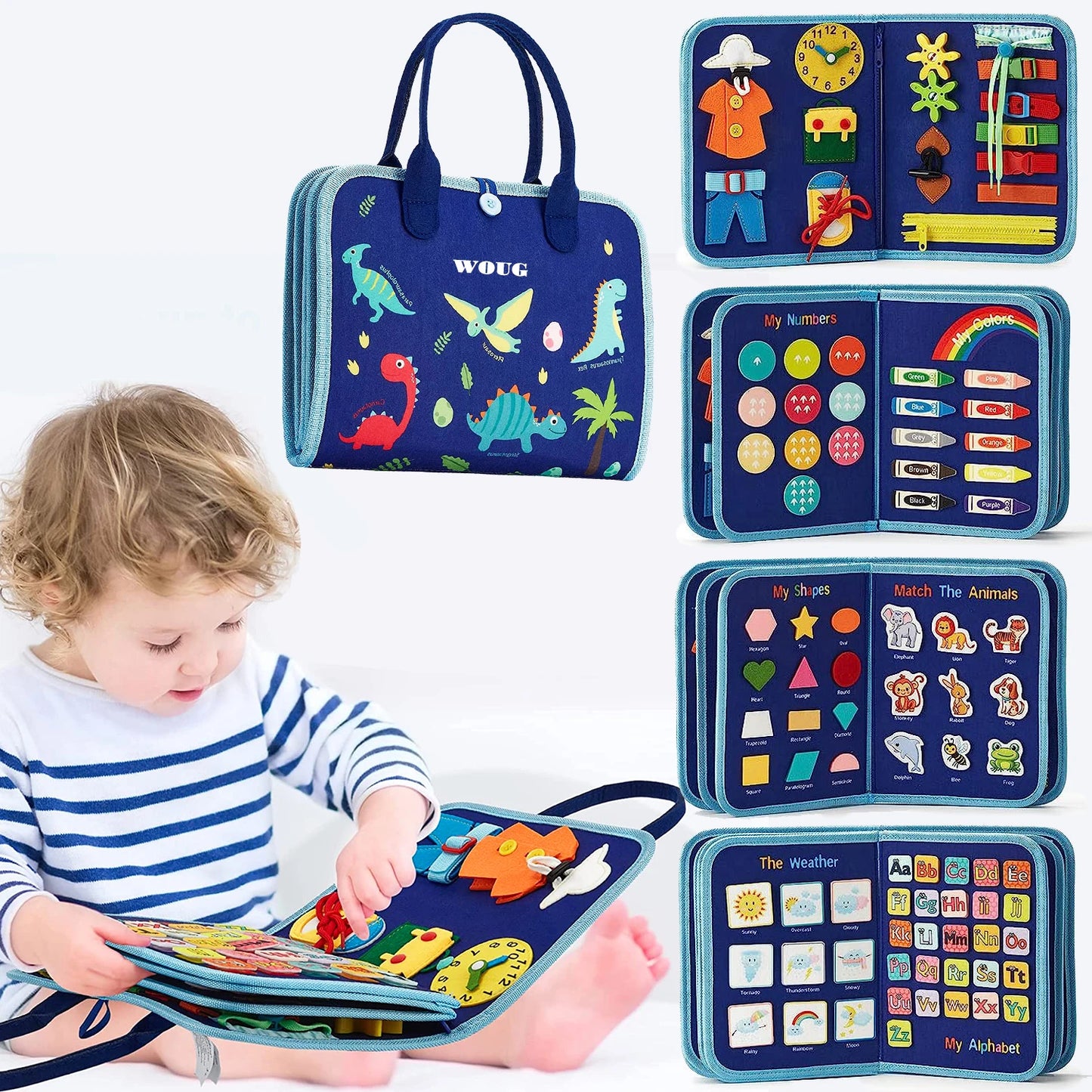 Montessori Busy Board Sensory Activity Toy for Toddlers 45 x 28 cm