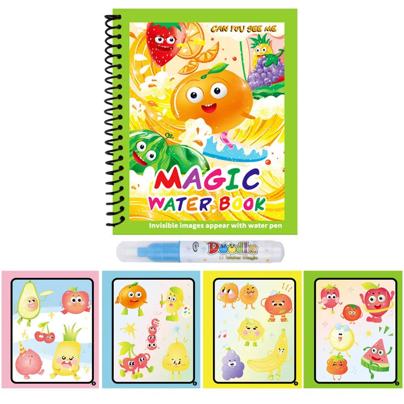 Magic Water Drawing Book Reusable Mess Free Coloring Book for Kids