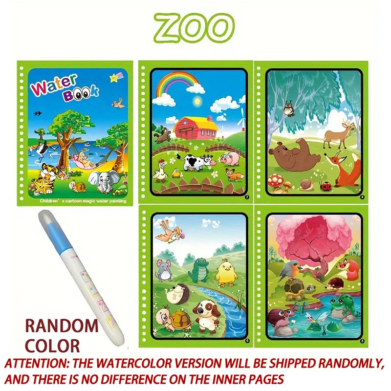 Magic Water Drawing Book Reusable Mess-Free Coloring Book for Kids