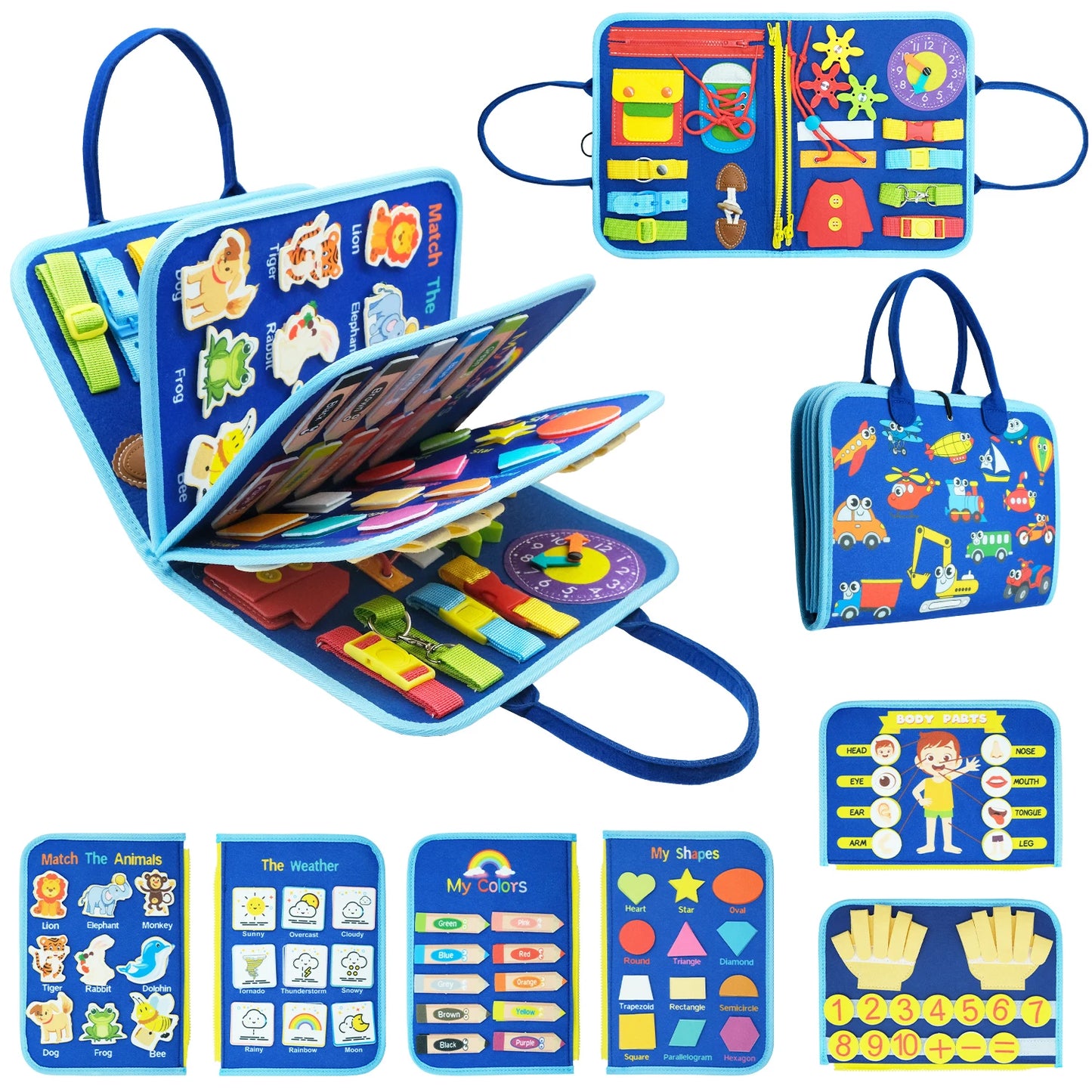 Montessori Busy Board Sensory Activity Toy for Toddlers 45 x 28 cm