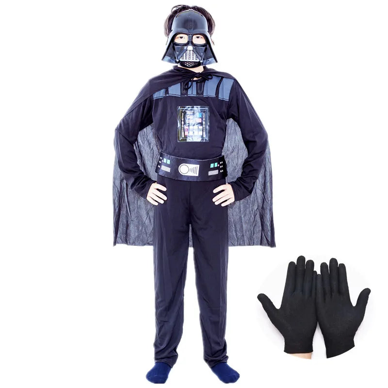 Kids Superhero Costume with Cape Mask and Jumpsuit for Halloween