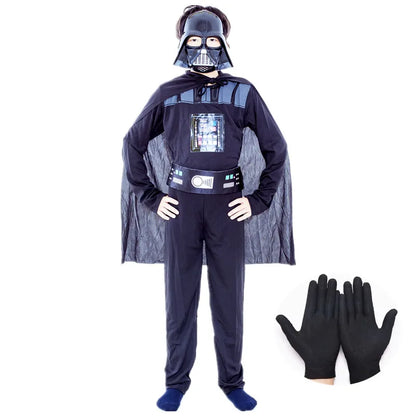 Kids Superhero Costume with Cape Mask and Jumpsuit for Halloween