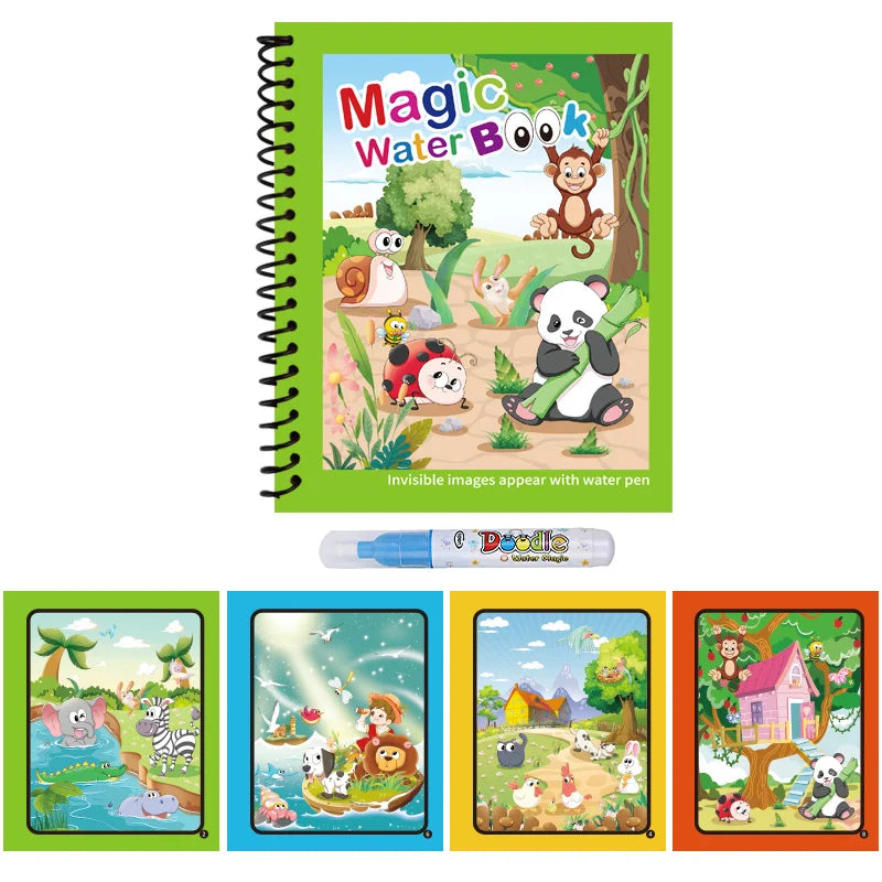 Magic Water Drawing Book Reusable Mess Free Coloring Book for Kids