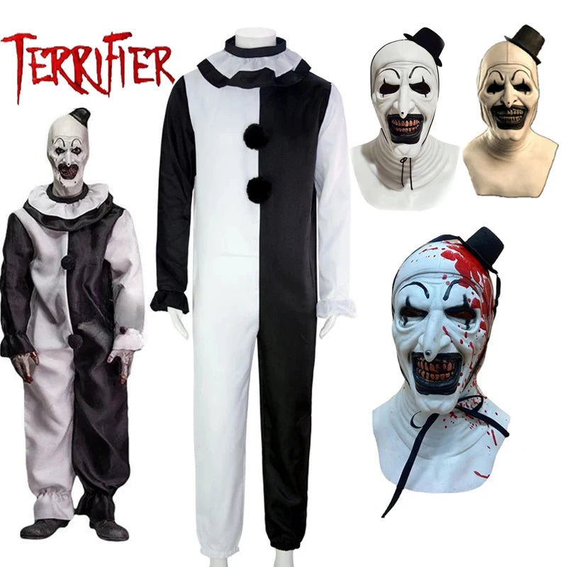 Horror Clown Costume with Optional Latex Mask for Adults