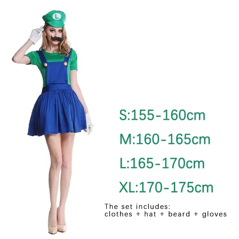 Plumber Cosplay Costume Adult Jumpsuit Set for Halloween Parties