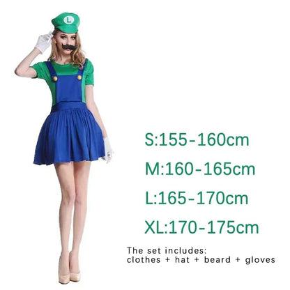 Plumber Cosplay Costume Adult Jumpsuit Set for Halloween Parties