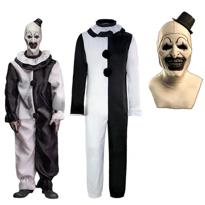 Horror Clown Costume with Optional Latex Mask for Adults