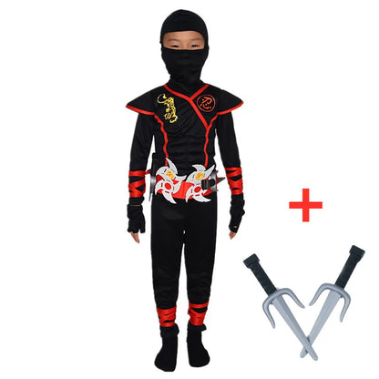 Kids Ninja Costume Set with Hood and Accessories for Halloween