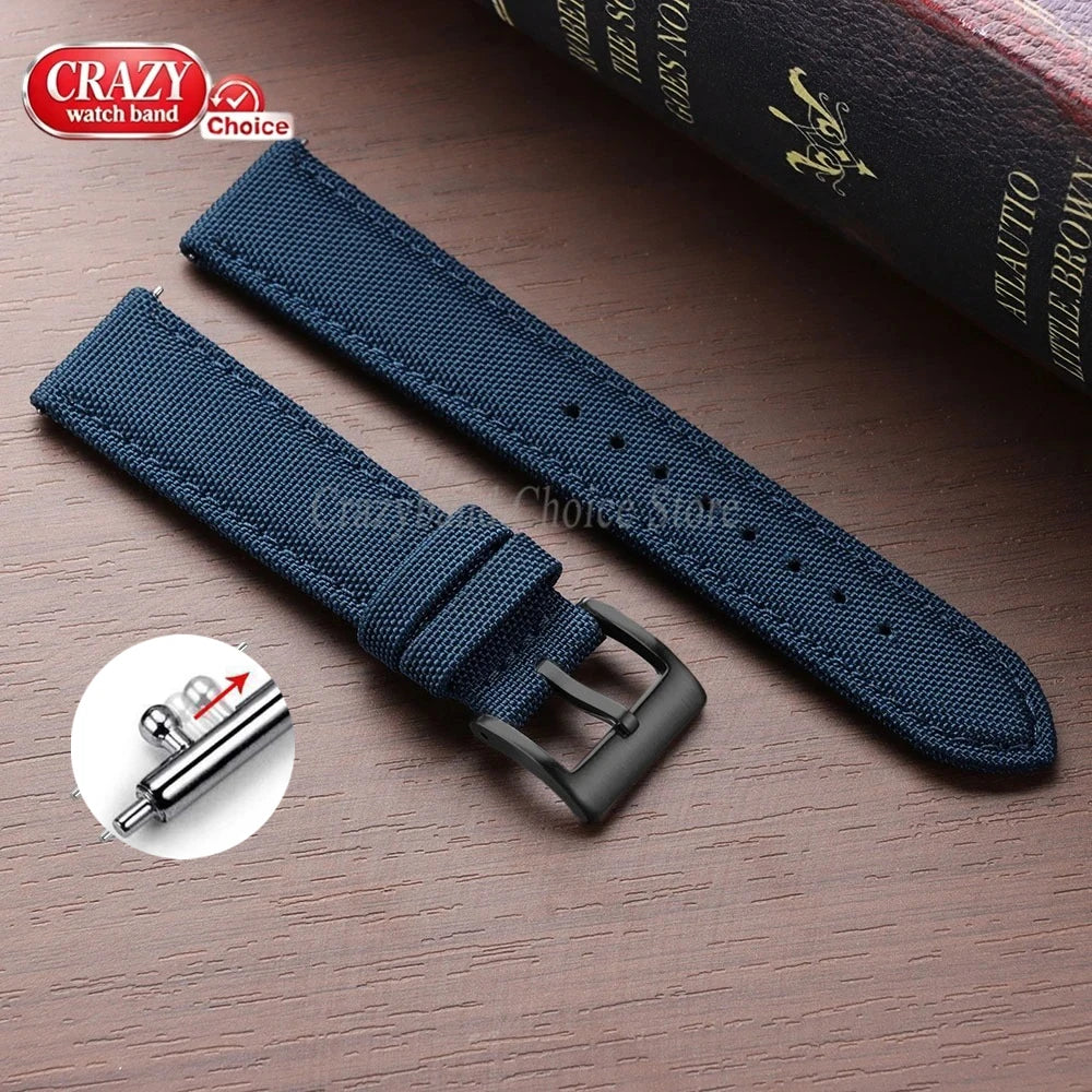 Nylon Watch Strap Waterproof Quick Release Band 20mm & 22mm
