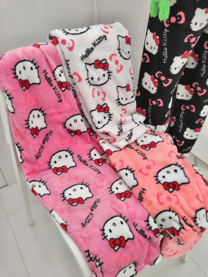 Women’s Pajama Pants with Cute Cartoon Print and Elastic Waist