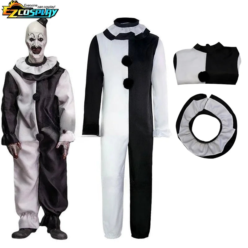 Horror Clown Costume with Optional Latex Mask for Adults