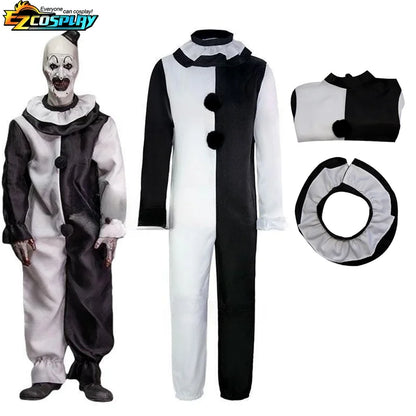 Horror Clown Costume with Optional Latex Mask for Adults