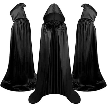 Hooded Black Cloak for Halloween Costumes and Parties