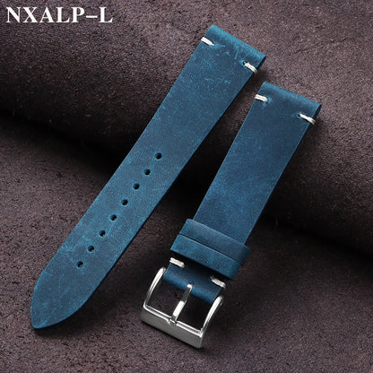 Leather Watch Band Vintage Handmade Strap 18mm 20mm 21mm 22mm